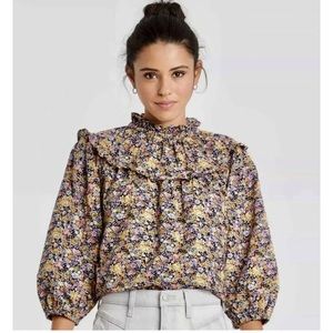 🚨FINAL SALE🚨 NWT! UNIVERSAL THREAD Multi Floral 3/4 Sleeve Yoke Blouse